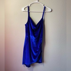 Royal blue velvet mini dress